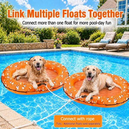 Inflatable Dog Pool Float with Rope, Portable Puppy Raft for Pool or Lake, up to 80 Lb