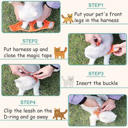 Cat Harness and Leash, Escape Proof Cat Vest Dog Walking Leash and Harness Set, Adjustable Step in Pet Harness, Reflective Breathable Easy Control Vest for Small Large Kitten Dog Outdoor, Green XS