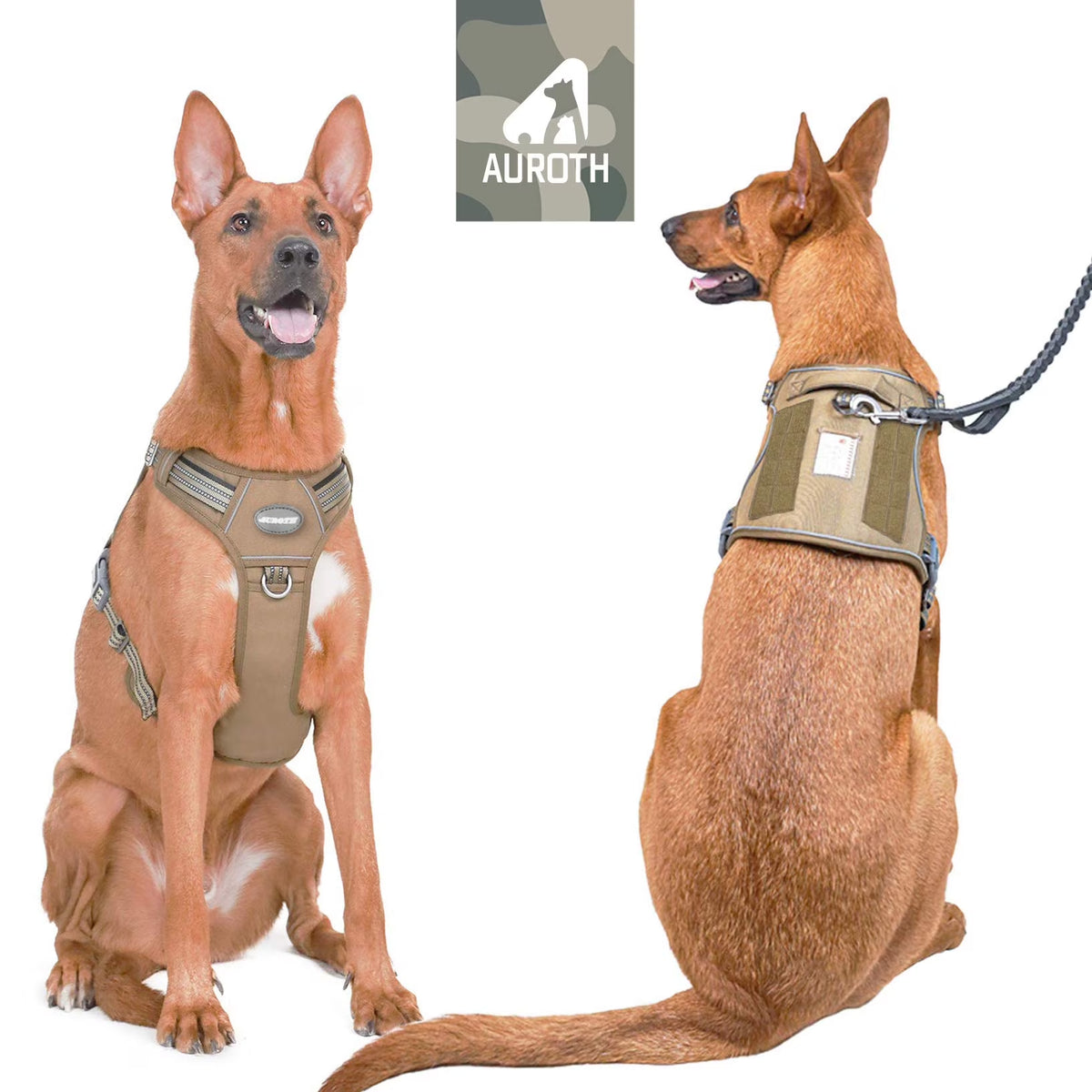 No Pull Dog Harness for Large Dogs, No Choke XL Dog Harness Vest with Durable Handle, Adjustable Easy on Pet Harness for Training Walking, Reflective Soft Padded Dog Vest Harness, Army Yellow