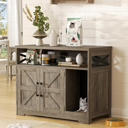 Cat Litter Box Enclosure, Hidden Litter Box with Scratch Pad