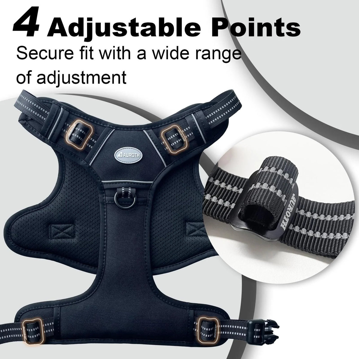 Dog Harness for Large Dogs No Pull, Adjustable Dog Vest Harness, Large Dog Harness with Durable Handle, Reflective Soft Padded Dog Vest Harness for Running Walking, Black