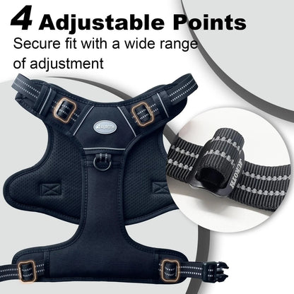 Dog Harness for Large Dogs No Pull, Adjustable Dog Vest Harness, Large Dog Harness with Durable Handle, Reflective Soft Padded Dog Vest Harness for Running Walking, Black
