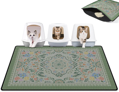 Cat Litter Mat 26.8"X46.5" Double Layer Waterproof Litter Box Mat Washable Litter Trapping Mat