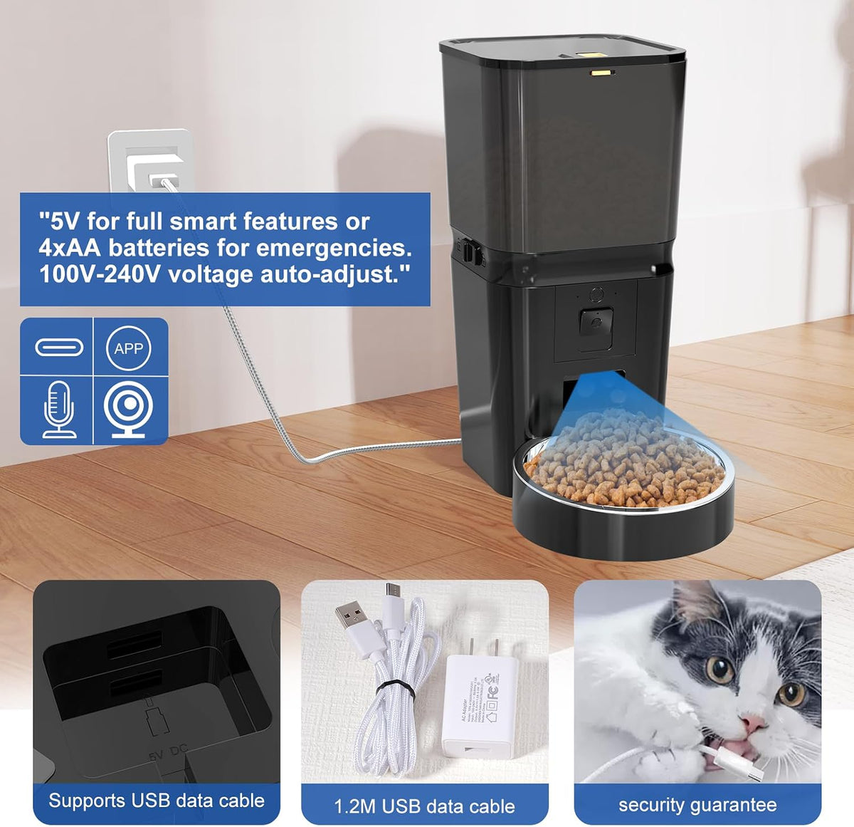 6L Smart Wifi Automatic Cat & Dog Feeder with Camera