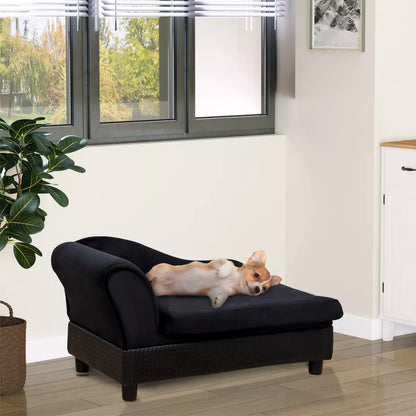 Pawhut Fancy Dog Bed for Small Dogs with Hidden Storage, Small Dog Couch with Soft Foam, Dog Sofa Bed, Cushy Dog Bed