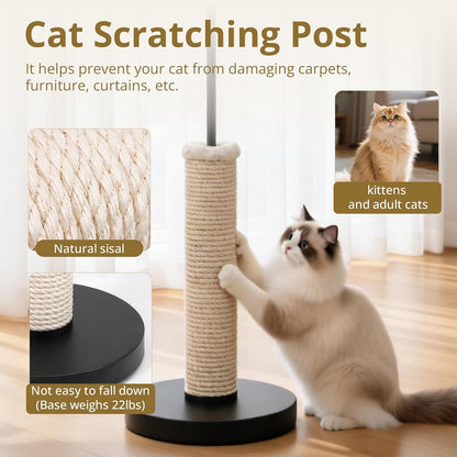 61 Inches Cat Scratching Post, Floor Lamp,Durable Natural Sisal and Heavy Duty Base,Suitable for Living Room Bedroom Dining Room Kitchen