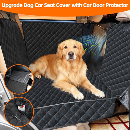 Back Seat Extender for Dogs, 68" X 52" Hard Bottom Waterproof Cover, Black