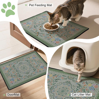 Cat Litter Mat 26.8"X46.5" Double Layer Waterproof Litter Box Mat Washable Litter Trapping Mat