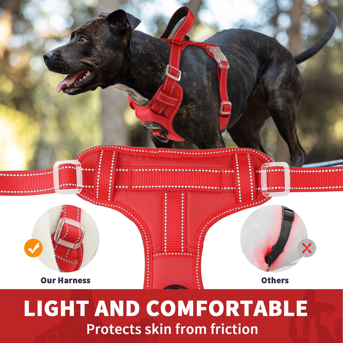 Reflective Dog Harness No Pull Dog Vest Harness with Handle,No Choke Adjustable Soft Padded Pet Vest for Small Dogs,Red Dog Galters