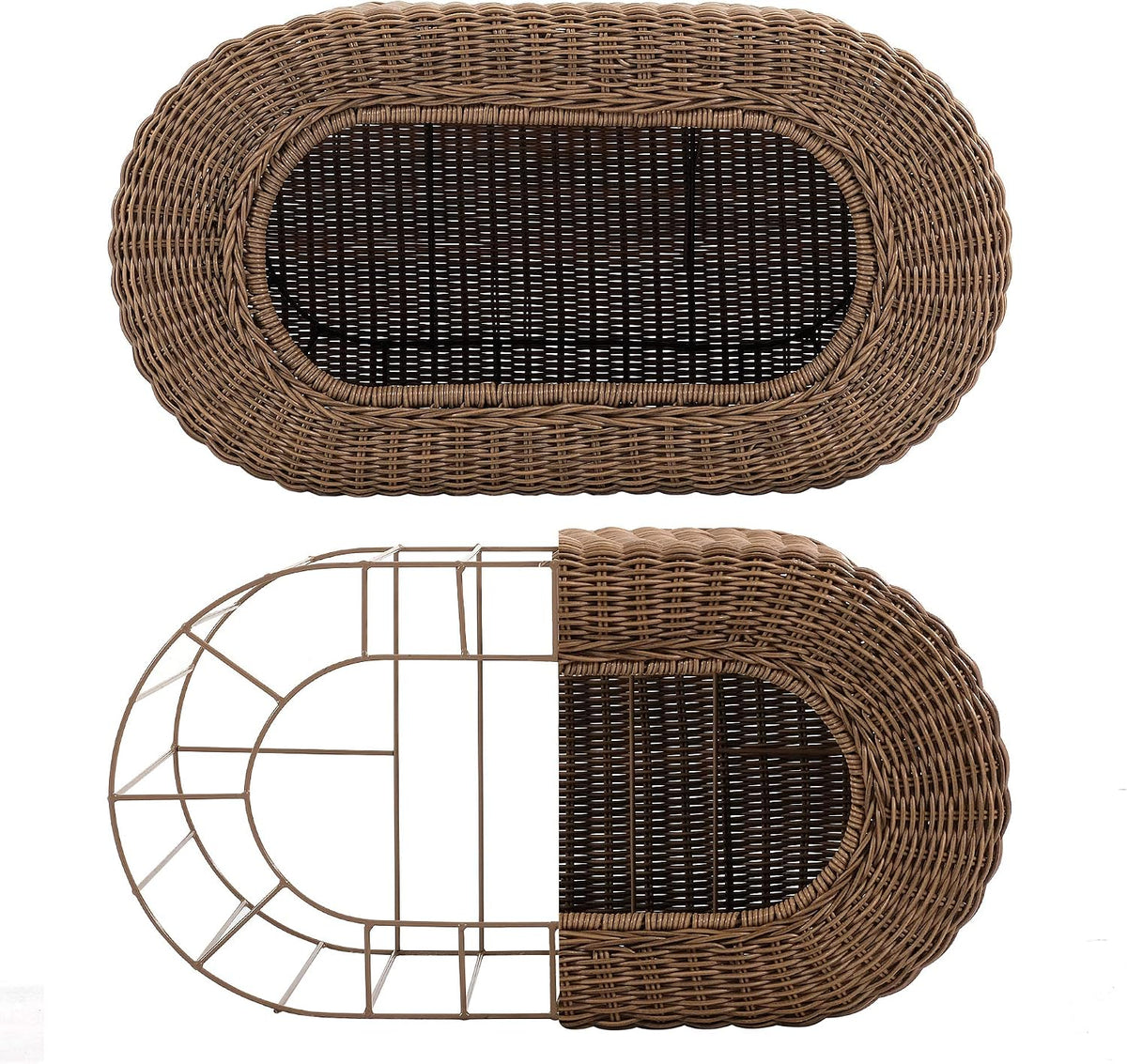 Fun Stackable Wicker Cat Hideaway House - Interactive Play Rattan Cat House for Indoor Cats Kitty, Pet Friendly Top/Side House Entry, Cat Bed Enclosed