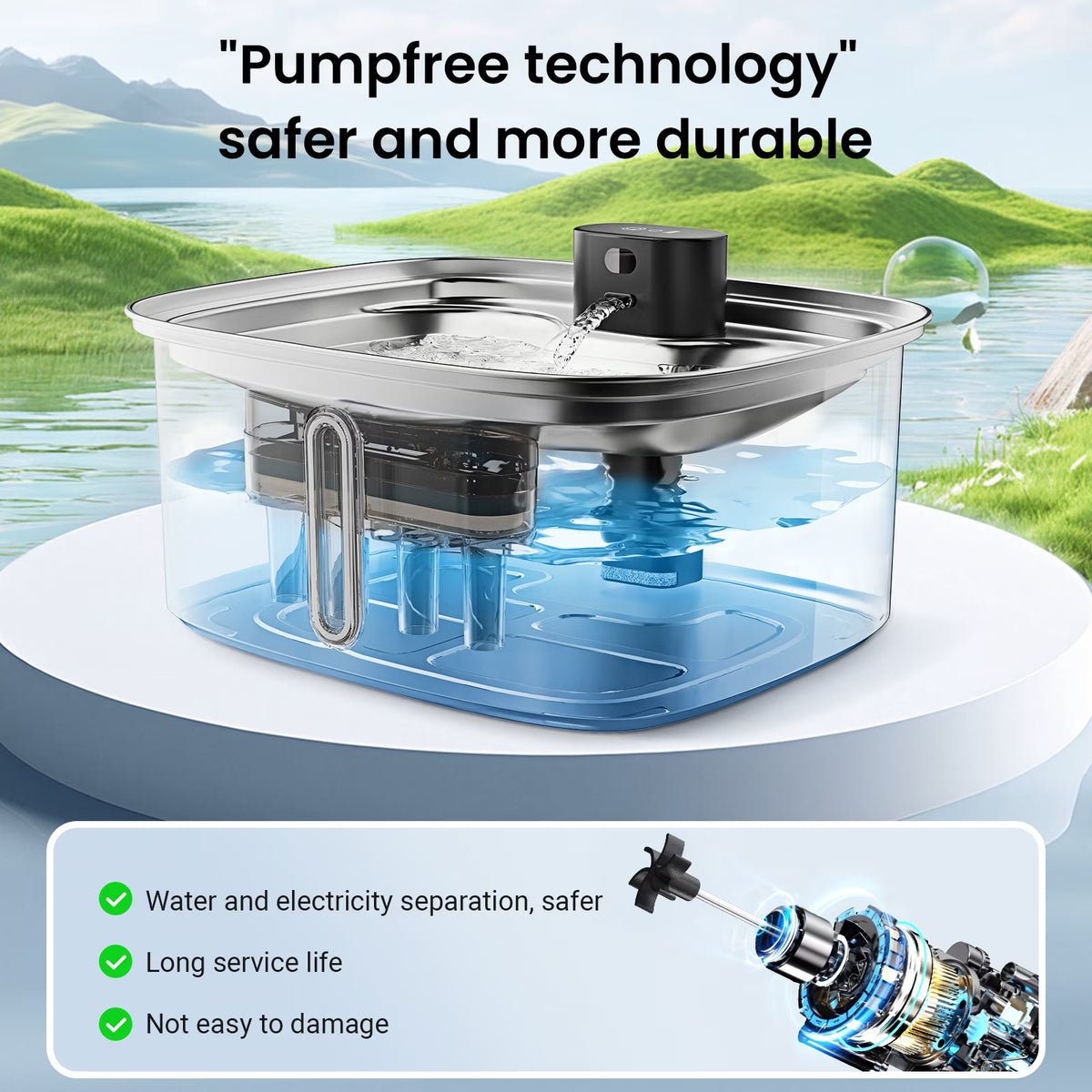 10 L Stainless Steel Dog & Cat Water Fountain with Filtration System & Silent Pump