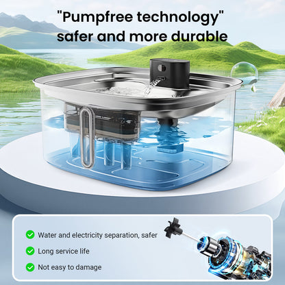 10 L Stainless Steel Dog & Cat Water Fountain with Filtration System & Silent Pump