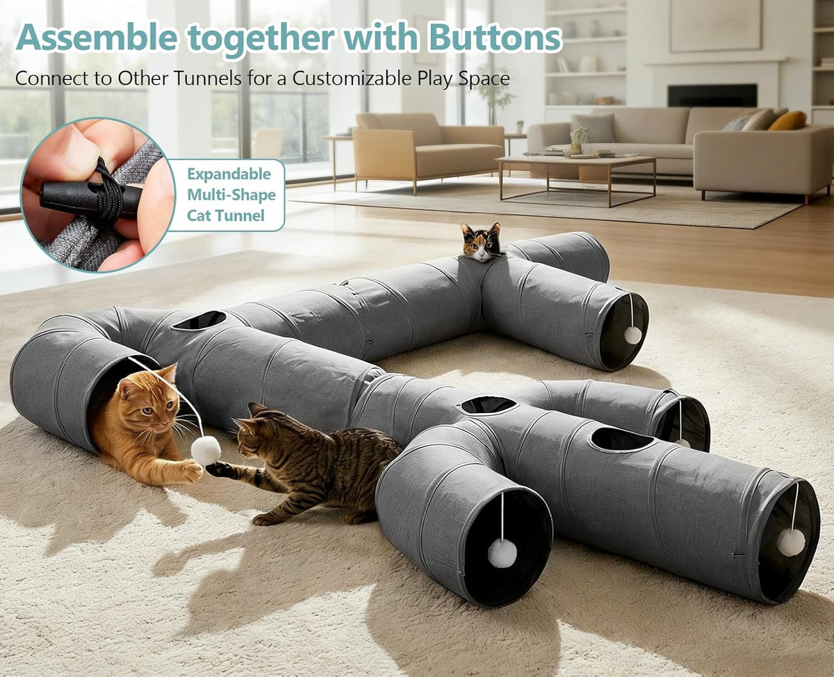 Cactus Cat Tunnel 10" with Peek Holes for Indoor Large Cat, Grey