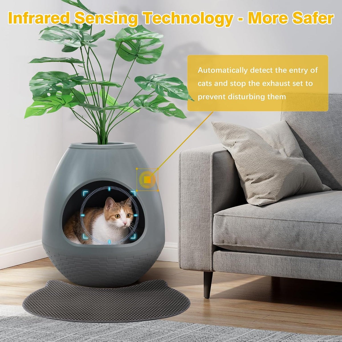 Eggloa6 Cat Litter Box Enclosure, Plant Litter Box Large