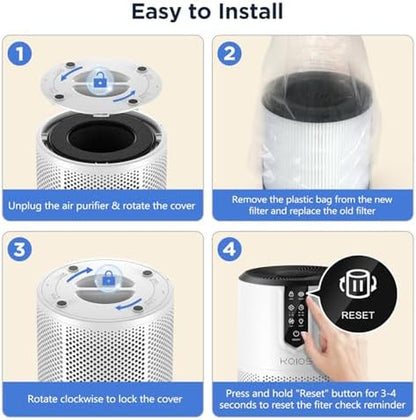 C150 Air Purifiers for Home&2 Pack Air Purifier Filter, Official Certified H13 True HEPA Replacement Filter