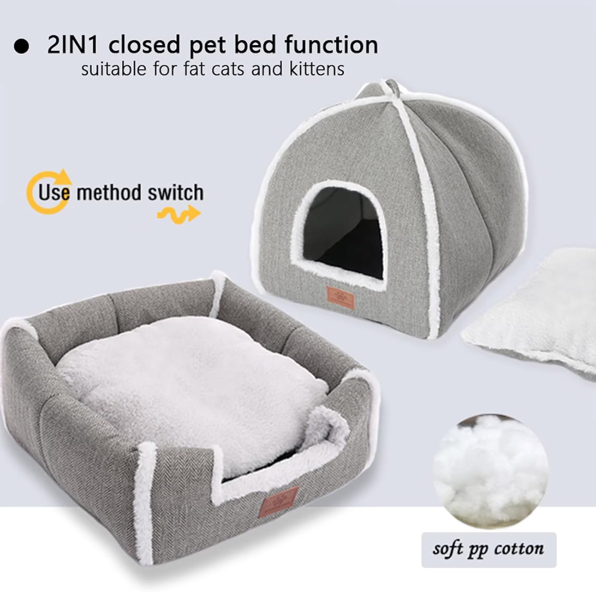 Cat Bed for Indoor Cats - Cat Cave Bed Cat House Cat Tent with Removable Washable Cushioned Pillow