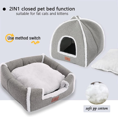 Cat Bed for Indoor Cats - Cat Cave Bed Cat House Cat Tent with Removable Washable Cushioned Pillow