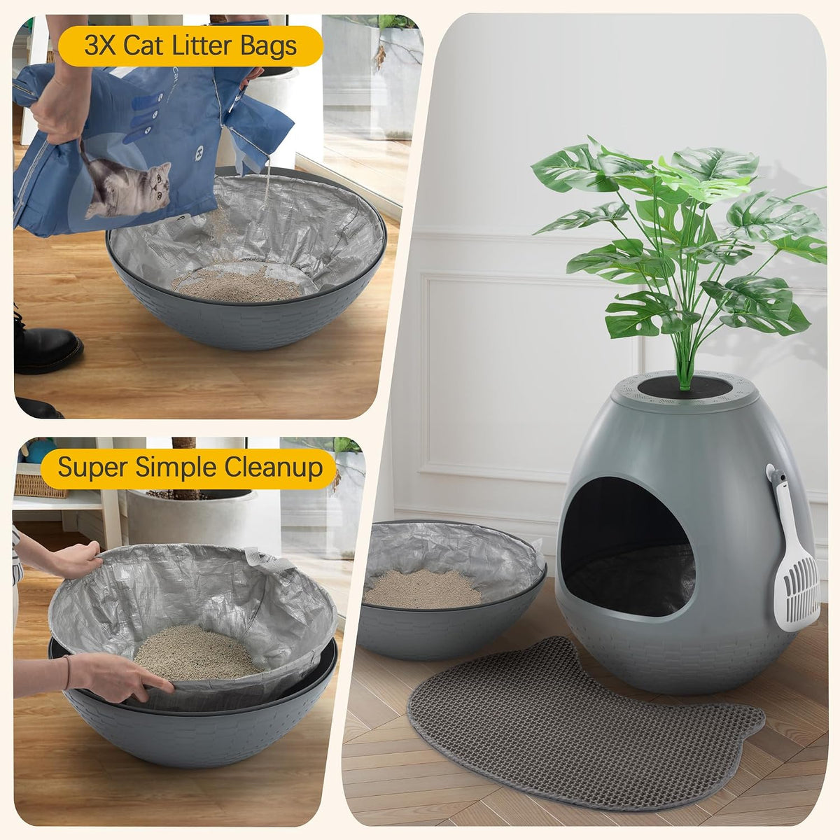 Eggloa6 Cat Litter Box Enclosure, Plant Litter Box Large