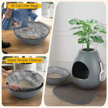 Eggloa6 Cat Litter Box Enclosure, Plant Litter Box Large
