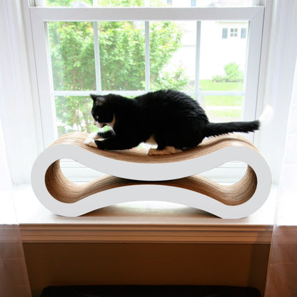 Ultimate Durable Cat Scratcher Lounge & Bed with Cat Scratching Pad, Reversible Infinity, White, 33.90"L