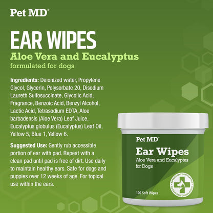 Dog Ear Cleaning Wipes – Otic Cleanser for Dogs - 100 Ct