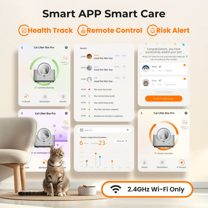 Typro Self-Cleaning Automatic Hands-Free Smart Robot Cat Litter Box with Litter Mat, Waste Bags, and Deodorizer,Gray