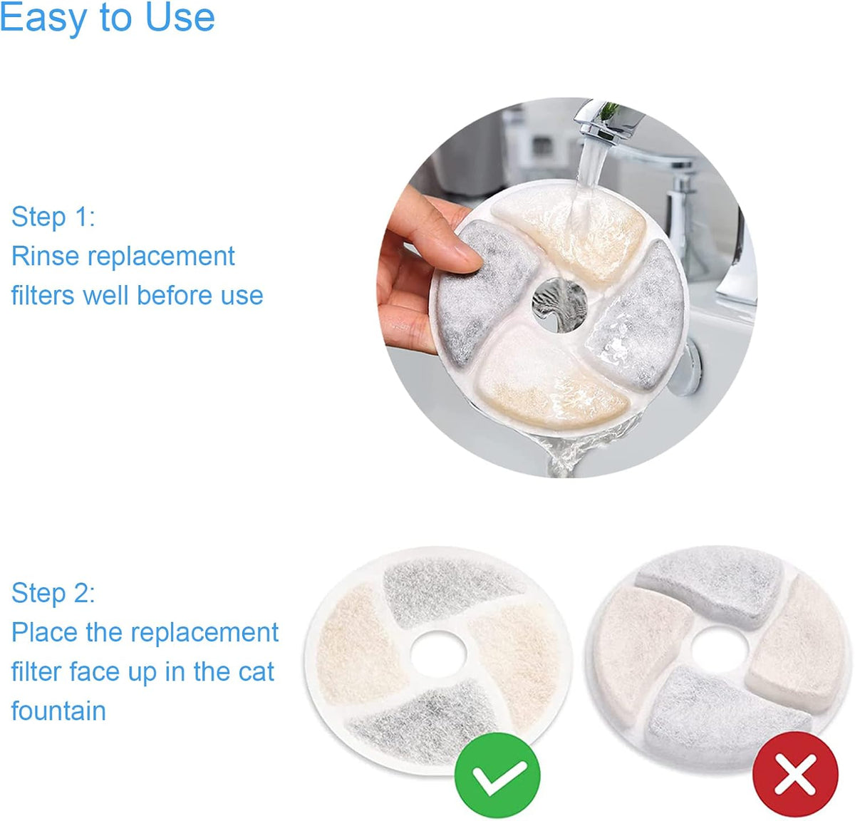 Cat Water Fountain Filters, 4 Packs Replacement Filters for Automatic Pet Fountain, 4.13Inch Filters for Cat Water Fountain