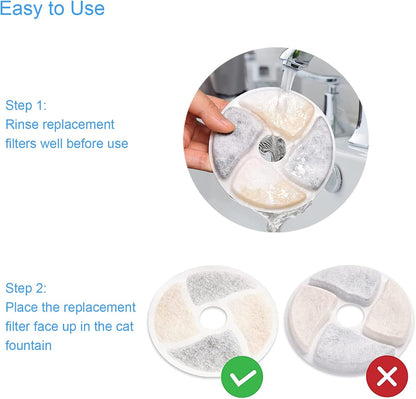 Cat Water Fountain Filters, 4 Packs Replacement Filters for Automatic Pet Fountain, 4.13Inch Filters for Cat Water Fountain