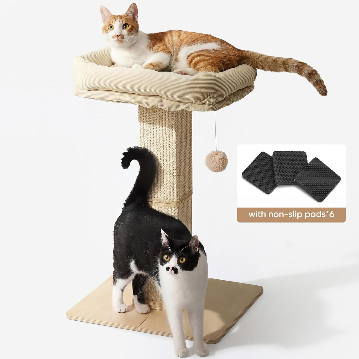 Retro-Style Cat Scratching Post with Perch for Indoor Adult Cats