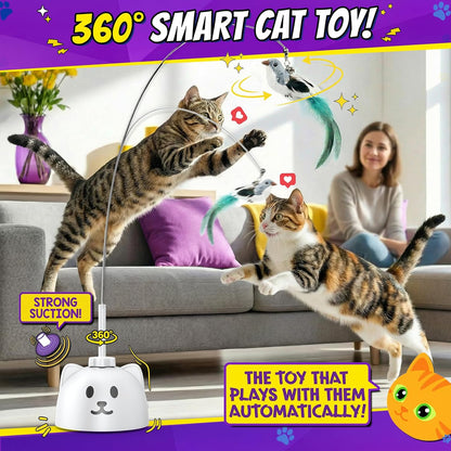 Interactive Cat Toys for Indoor Cats, 360° Automatic Spin Flying Bird Wand