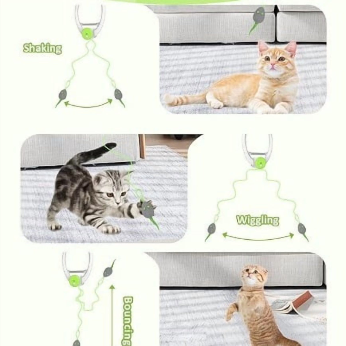 Interactive Pet Toy for Indoor Cats, Door Frame Hanging Cat Toy,Door Hanging Auto-Rebound Cat Toy, Retractable Kitten Teaser with 3 Catnip Mice
