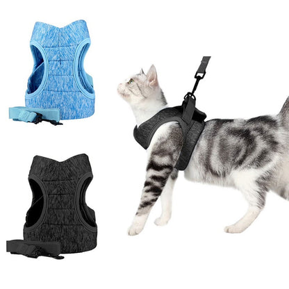 Cat Harness and Leash for Walking, Escape Proof Soft Adjustable Vest Harnesses for Cats, Easy Control Breathable Jacket, Blue, (L) for 10-15.5 Lb Cat