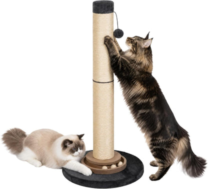 Heavy Duty Cat Scratching Post, 35 Inch Tall Cat Scratcher Cat Tree Tower with Hanging Ball for Indoor Cats Adults,Sisal Scratching Post with Toys