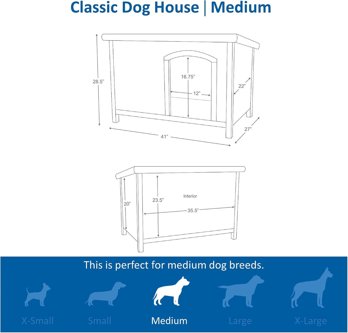 Pet Products Dog Club House, Large,Glazed Pine,40.75X26.75X28.25 Inch (Pack of 1),39552