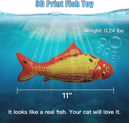 2 Pack 11" Interactive Fish Cat Toys Flopping Fish with Silvervine and Catnip Moving Cat Kicker Cat Toys for Indoor Cats Puppy Play Chase Exercise Activity