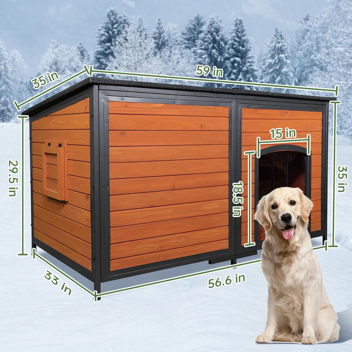 Extra Large Insulated Outdoor Dog House Weatherproof Chew-Proof Metal Frame