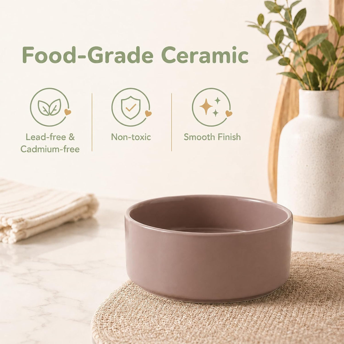 Ceramic Dog Bowls Elevated, Raised Dog Food Bowl for Puppies