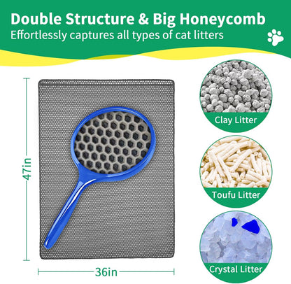 Cat Litter Mats- Extra Large XXL 47''X 36'',2 Layer Litter Box Mat for Indoor Cats,Rug for Pet Kitty,Litter Trapping Mats,Waterproof Urine Proof,Non-Slip