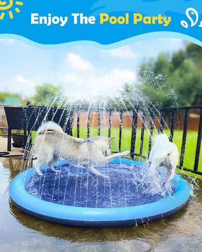 Dog Pool, Anti-Slip Splash Pad for Dogs, 67 In, Blue