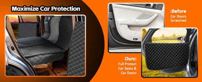 Back Seat Extender for Dogs, 68" X 52" Hard Bottom Waterproof Cover, Black