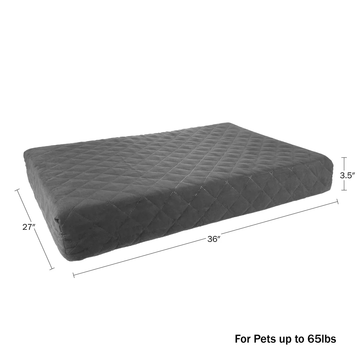 Waterproof Dog Bed – 2-Layer Memory Foam Dog Bed with Removable Machine Washable Cover – 36X27 Dog Bed for Large Dogs up to 75Lbs by PETMAKER (Gray)