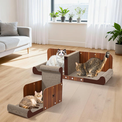 34 Inch Cat Scratcher Bed, Upgraded Cardboard Scratching Pad, Extra Large Cat Scratchers for Indoor Cats, Convertible Vertical Cat Scratching Board Furniture Protector