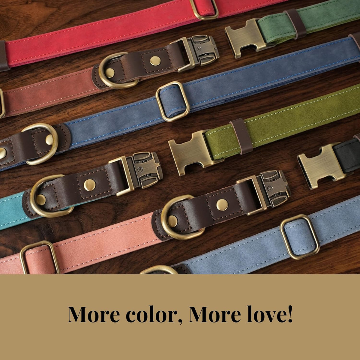 PU Leather Dog Collar for Medium Dogs, Soft Nylon Lining, Blue M
