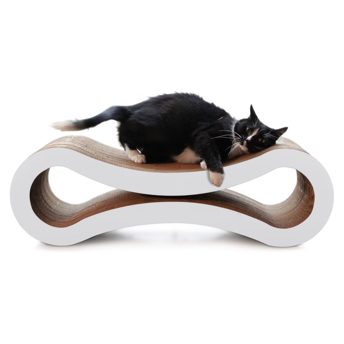 Ultimate Durable Cat Scratcher Lounge & Bed with Cat Scratching Pad, Reversible Infinity, White, 33.90"L