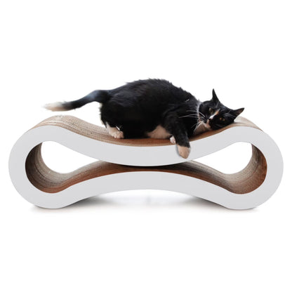 Ultimate Durable Cat Scratcher Lounge & Bed with Cat Scratching Pad, Reversible Infinity, White, 33.90"L