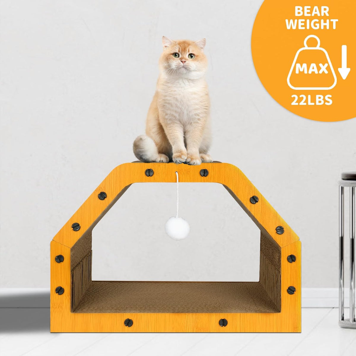 Cardboard Cat House - Large Cardboard Cat Scratcher Cozy Cats Lounger as Tunnel and Sofa, Cat Scratcher for Indoor Cats, Safe & Secure