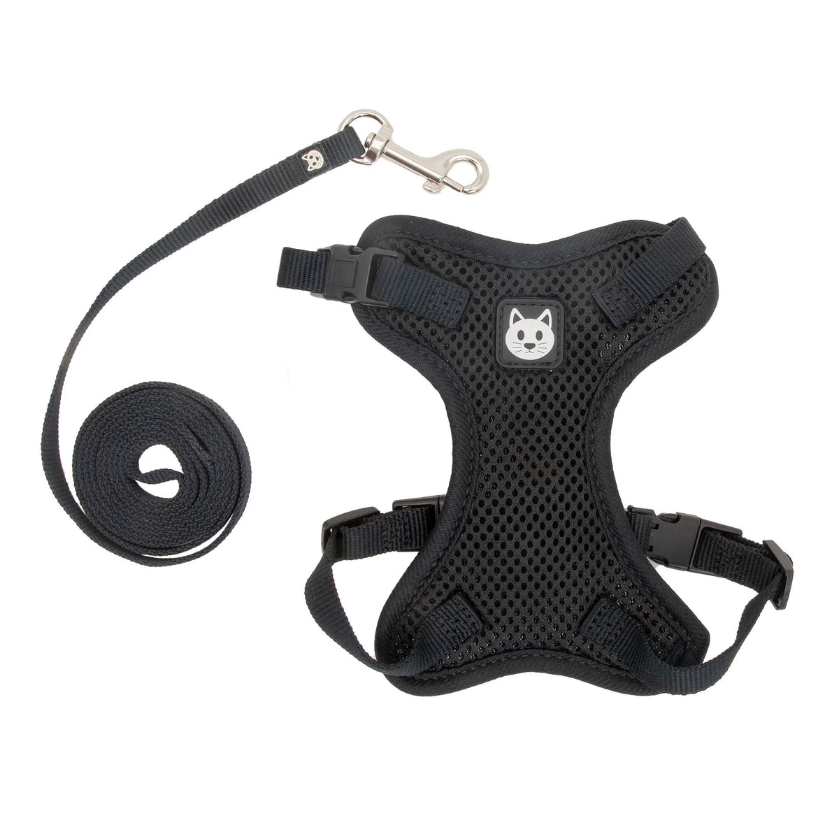 Adjustable Cat Harness and Leash Set, Black, One Size