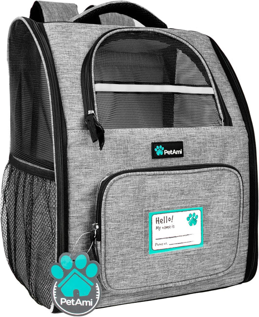 Dog Backpack Carrier Airline Approved Cat Pet Puppy Bag, Grey