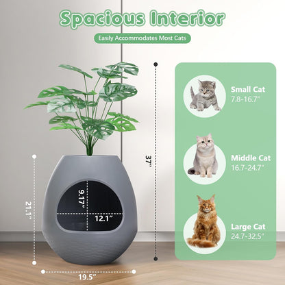 Eggloa6 Plant Litter Box Large Cat Hidden Litter Box with 4X Litter Box Liners, Cat Litter Mat, Artificial Plant Litter Box Enclosure Furniture Large DIY Litter Box Furniture for Cat Kitty Bunny