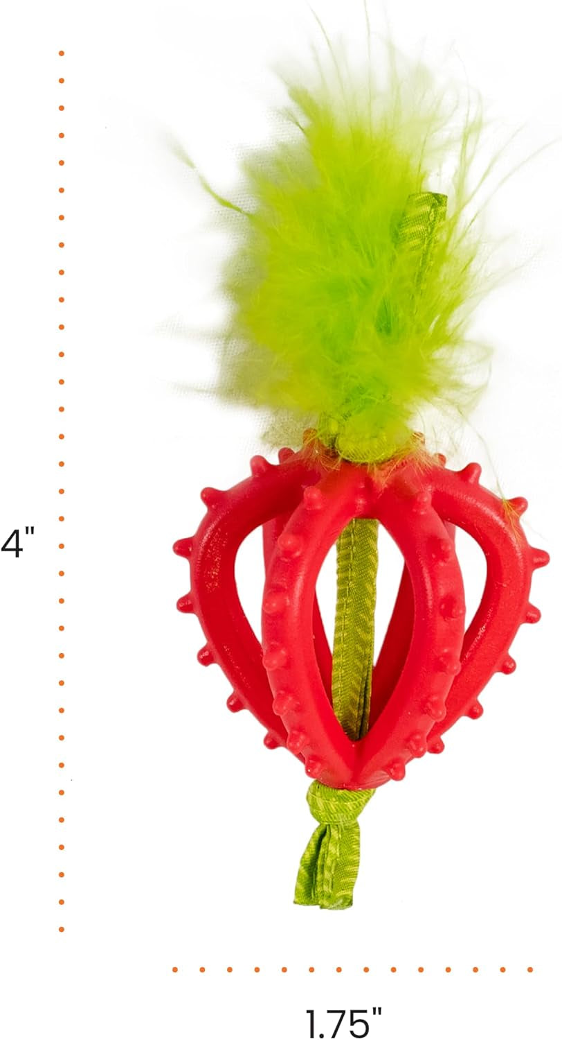 Dental Strawberry Teether Cat Chew Toy with Catnip, 4"